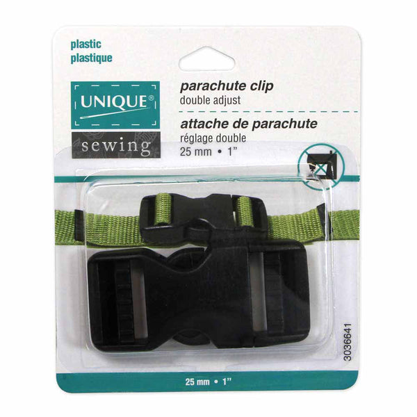 UNIQUE SEWING Attache de parachute réglage double - plastique - 25mm (1") - noir