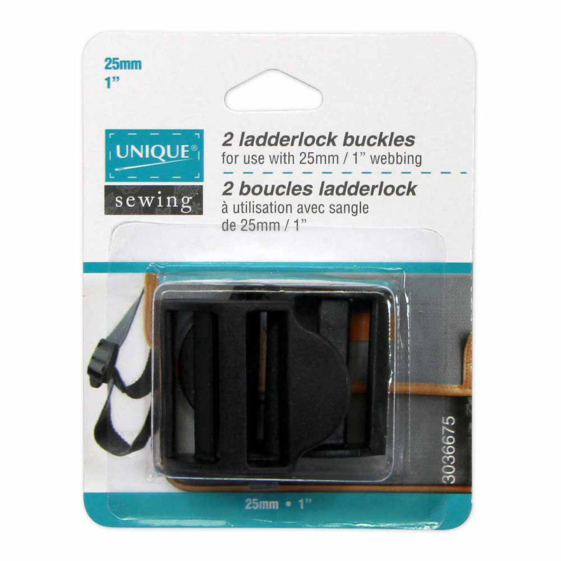 UNIQUE SEWING Ladderlock Buckle - Plastic - 25mm (1) - Black - 2
