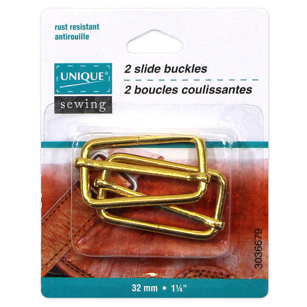 UNIQUE SEWING Slide Buckle - Metal - 32mm (1¼") - Gold - 2 pcs