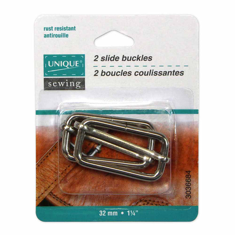 UNIQUE SEWING Slide Buckle - Metal - 32mm (1¼") - Silver - 2 pcs