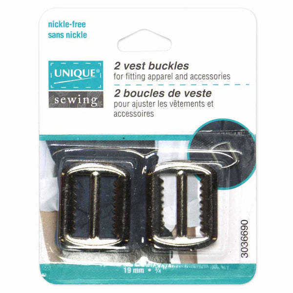 UNIQUE SEWING Vest Buckles - 19mm (¾") - Silver -  2 pcs
