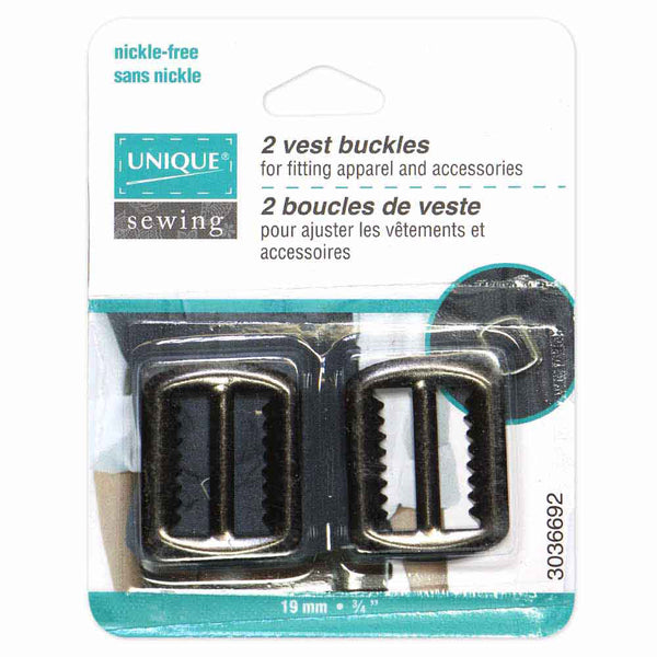 UNIQUE SEWING Vest Buckles - 19mm (¾") - Gunmetal -  2 pcs