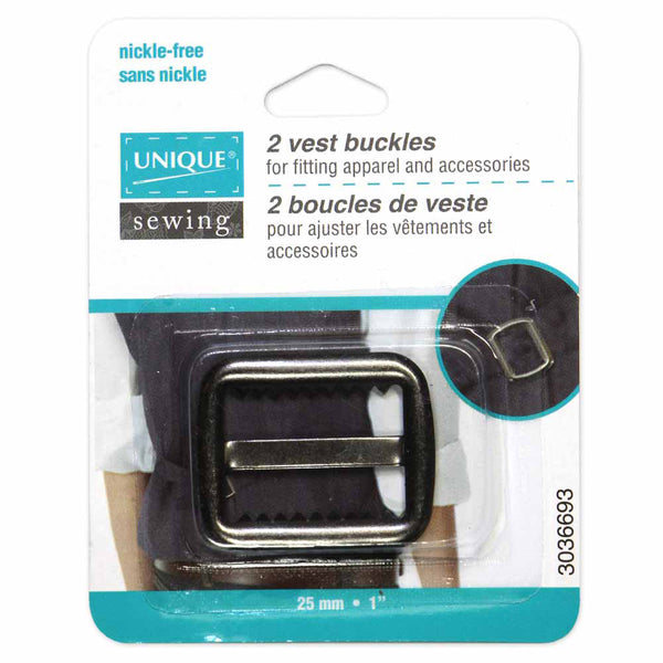 UNIQUE SEWING Vest Buckles - 25mm (1") - Gunmetal -  2 pcs
