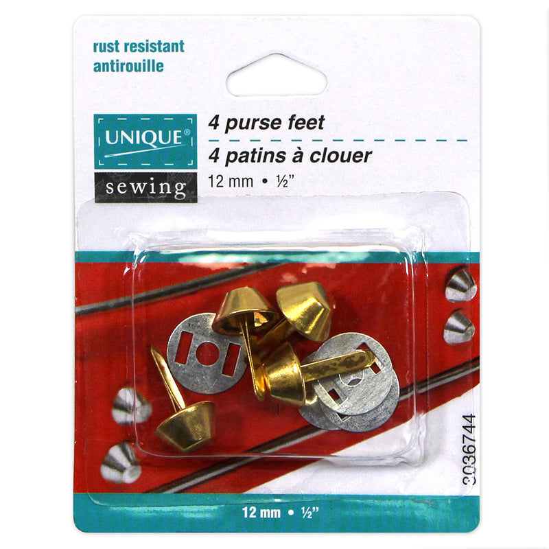 UNIQUE SEWING Purse Feet - 12mm (½") - Gold - 4 pcs.