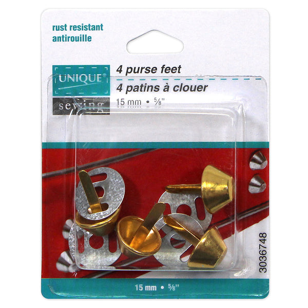 UNIQUE SEWING Purse Feet - 15mm (5/8") - Gold - 4 pcs.