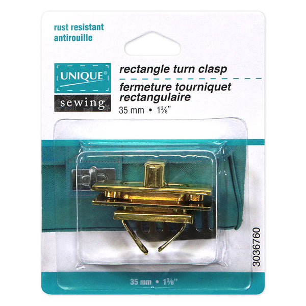 UNIQUE SEWING Rectangle Turn Clasp - 35mm (1 3/8") - Gold