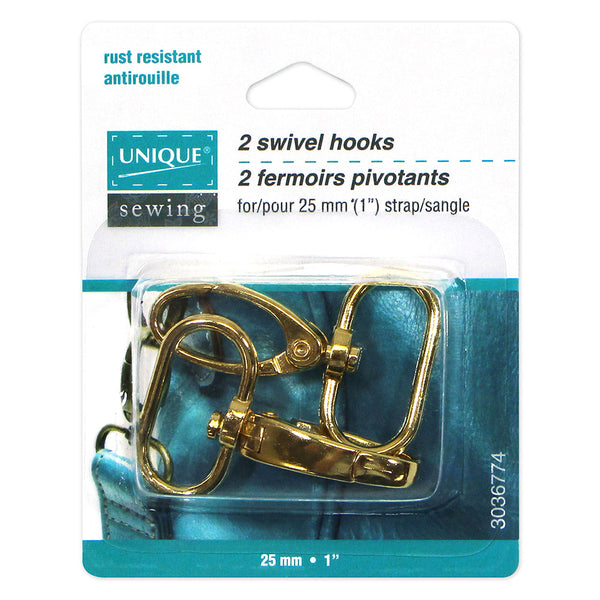 UNIQUE SEWING Swivel Clasps - 25mm (1") - Gold - 2 pcs.