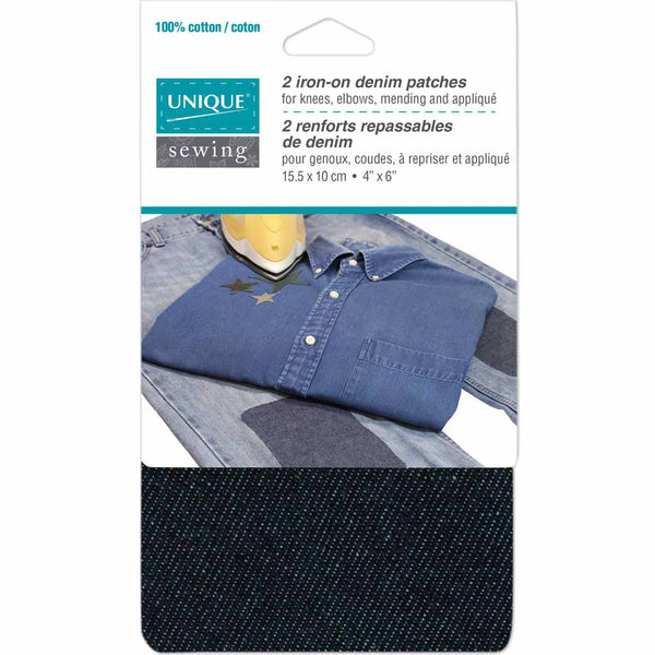 UNIQUE SEWING Dark Denim Patch 10 x 15cm (4" x 6") - 2pcs