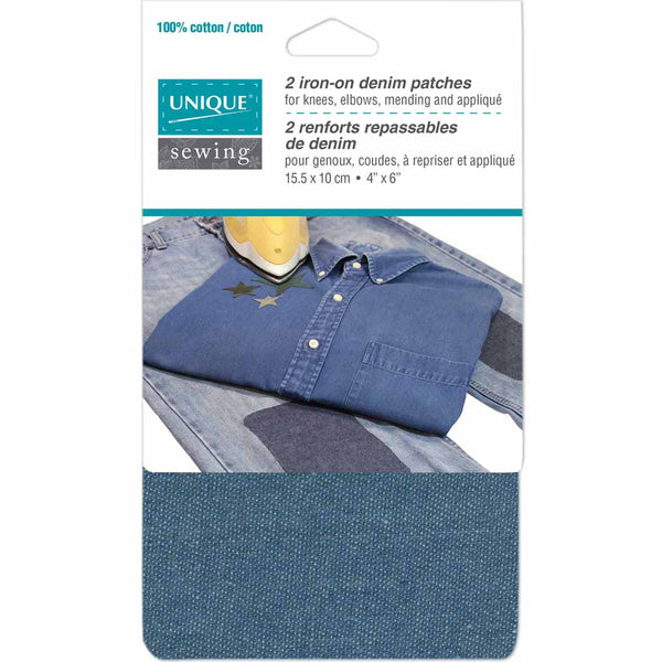 UNIQUE SEWING Brushed Denim Patch - 10 x 15cm (4" x 6") - 2pcs
