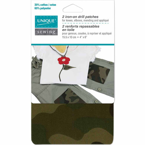 UNIQUE SEWING Drill Patches Camouflage Green - 10 x 15cm (4" x 6") - 2pcs