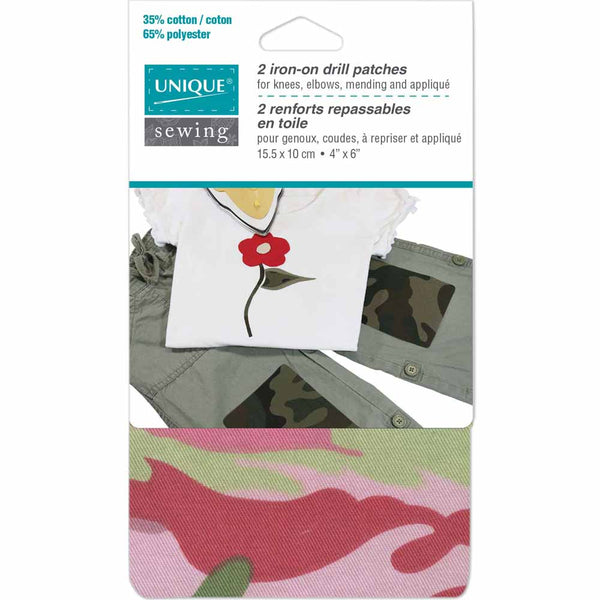 UNIQUE SEWING Drill Patches Camouflage Pink - 10 x 15cm (4" x 6") - 2pcs