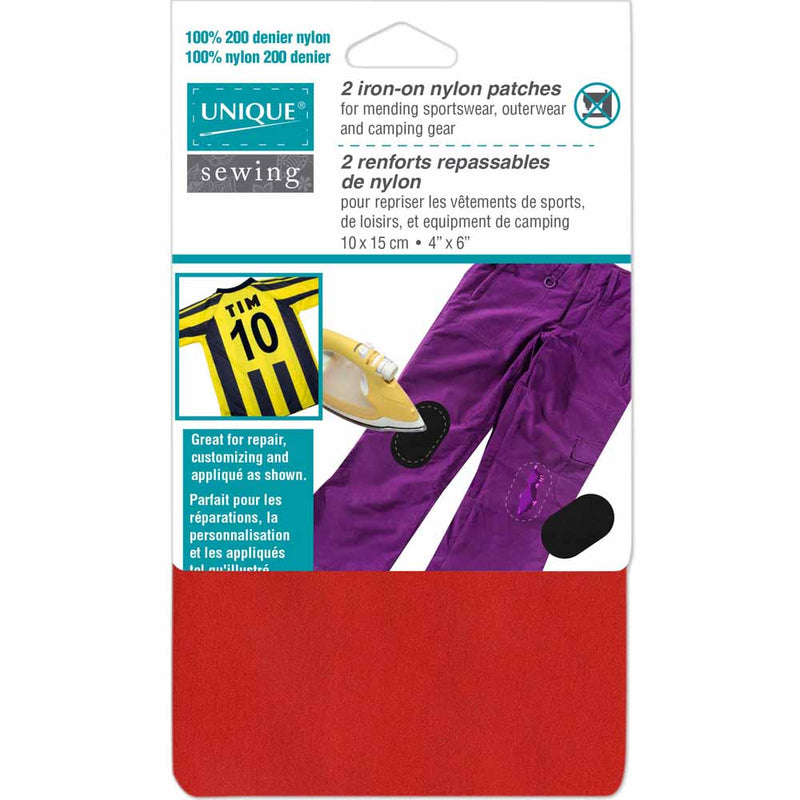 UNIQUE SEWING Nylon Patch Red - 10 x 15cm (4" x 6") - 2pcs