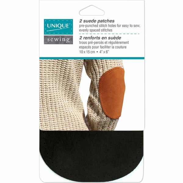 UNIQUE SEWING Suede Patch Black - 10 x 15cm (4" x 6") - 2pcs