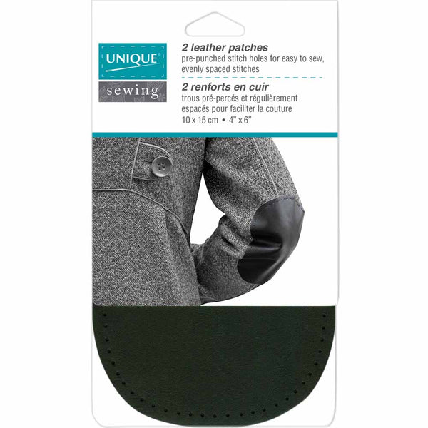 UNIQUE SEWING Leather Patch Black - 10 x 15cm (4" x 6") - 2pcs