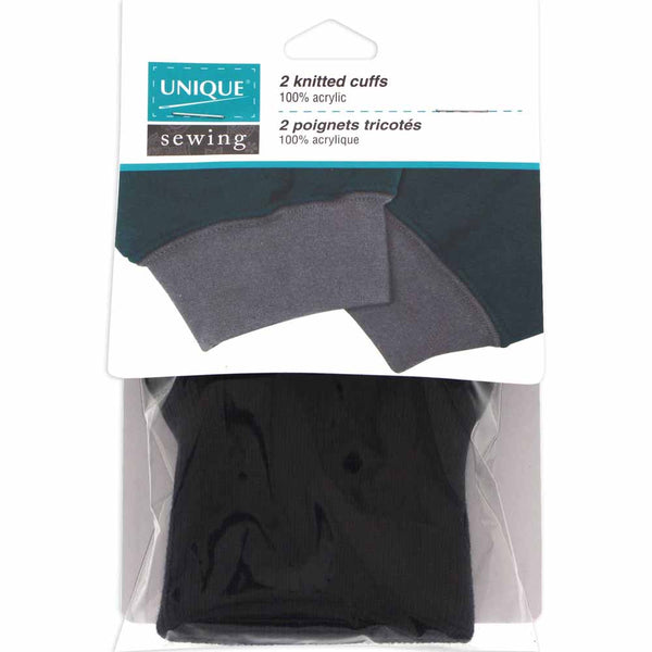 Poignets au tricot UNIQUE SEWING noir - 2mcx
