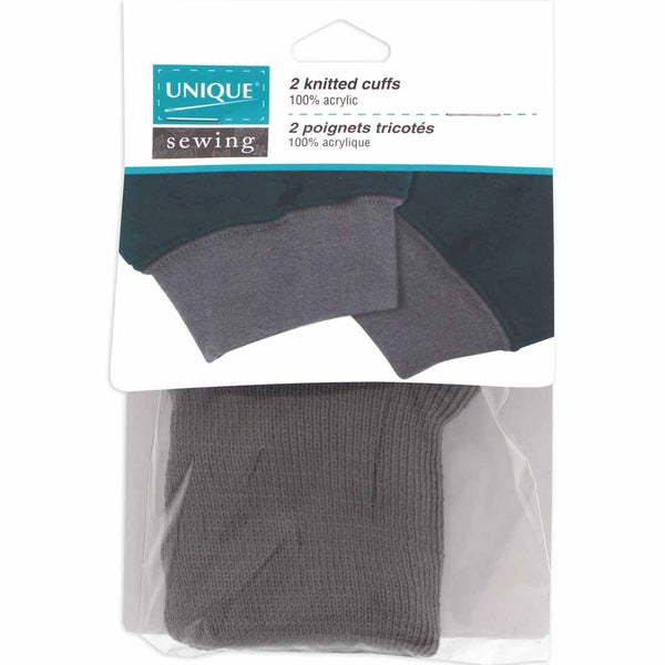Poignets au tricot UNIQUE SEWING gris - 2mcx