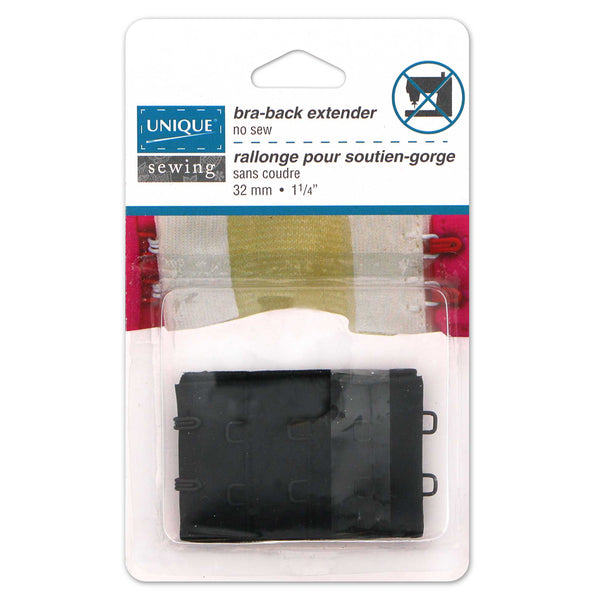 UNIQUE SEWING Bra Back Extender - Black - 32mm (1¼")