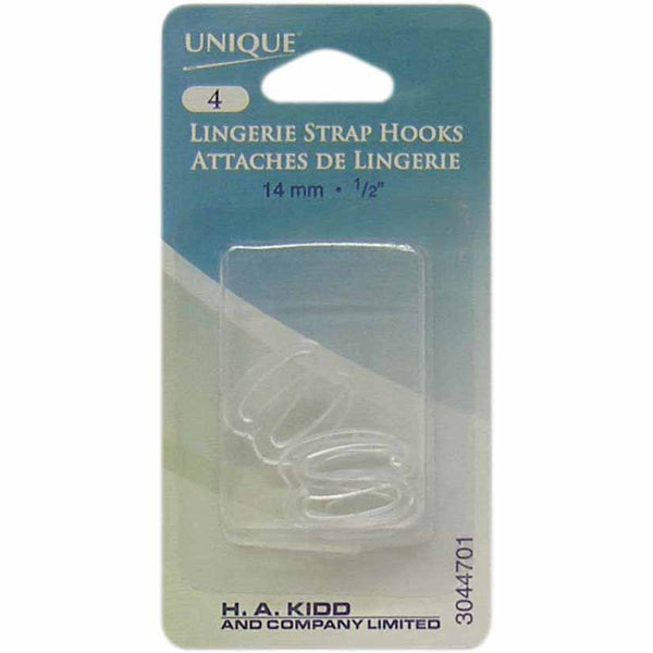 UNIQUE SEWING Strap Hook Clear - 14mm (½") - 4pcs