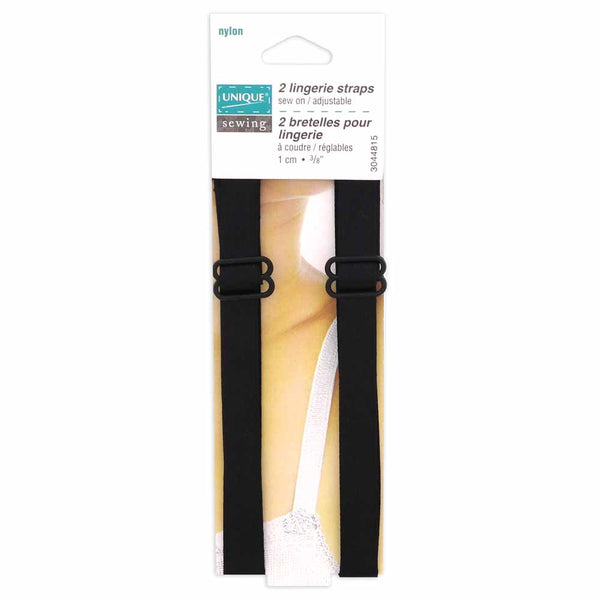 UNIQUE SEWING Bretelles de lingerie noires - 10mm (⅜") - 2mcx
