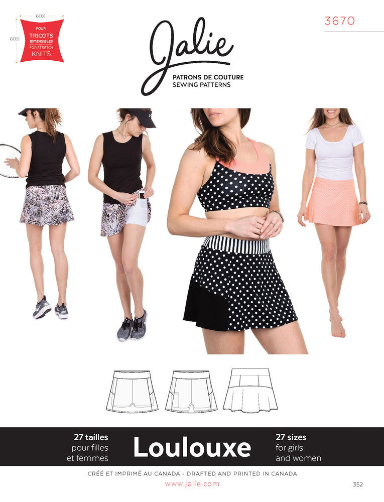 Jalie Pattern 3670 - LOULOUXE Skirt with attached shorts (skort)