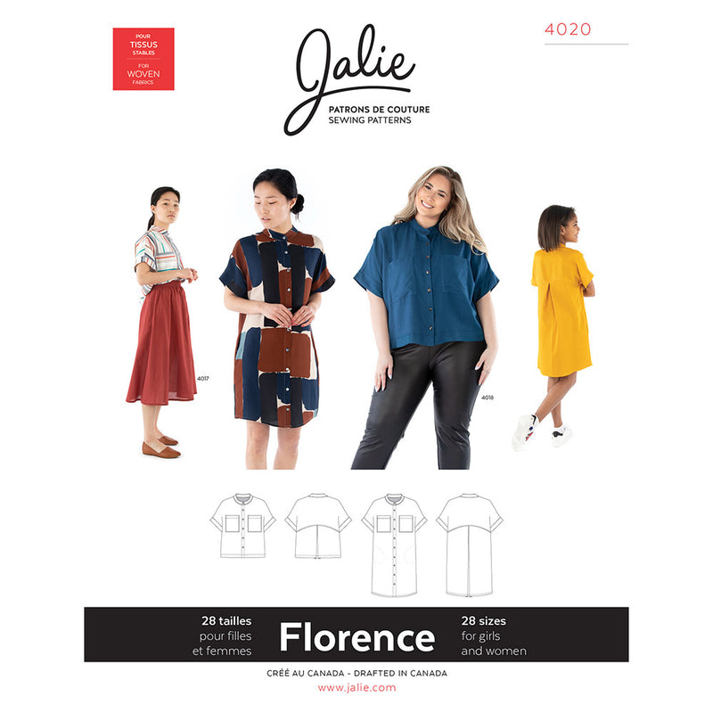 Jalie Pattern - 4020 FLORENCE Shirt and Shirtdress