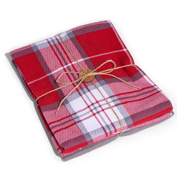Set of 2 Kitchen Towels Merry Plaids - Red - 16 x 27''