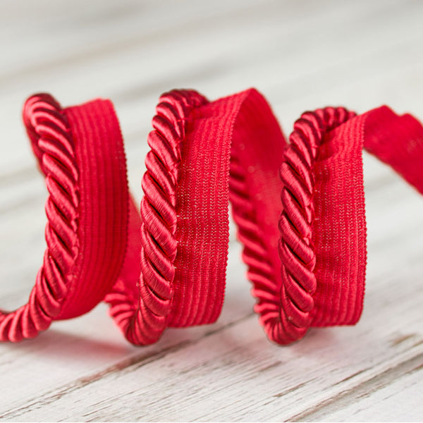 7mm Large Twisted Cord w/Lip - Red