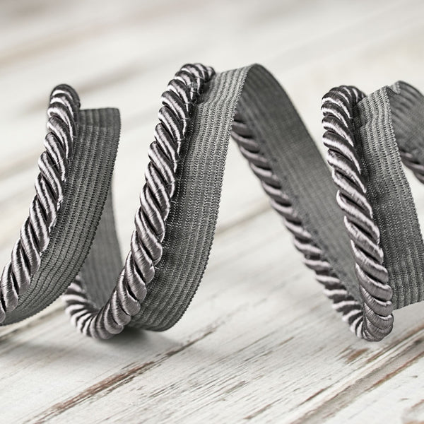 7mm Large Twisted Cord w/Lip - Pewter