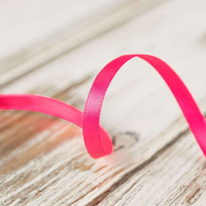 6mm Double Faced Satin Ribbon - Bright Pink