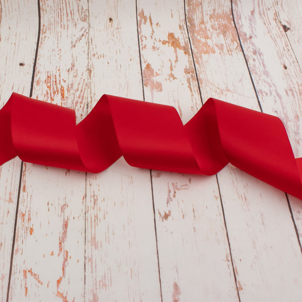 60mm Double Faced Satin Ribbon - Red