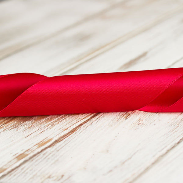 75mm Double Faced Satin Ribbon - Red