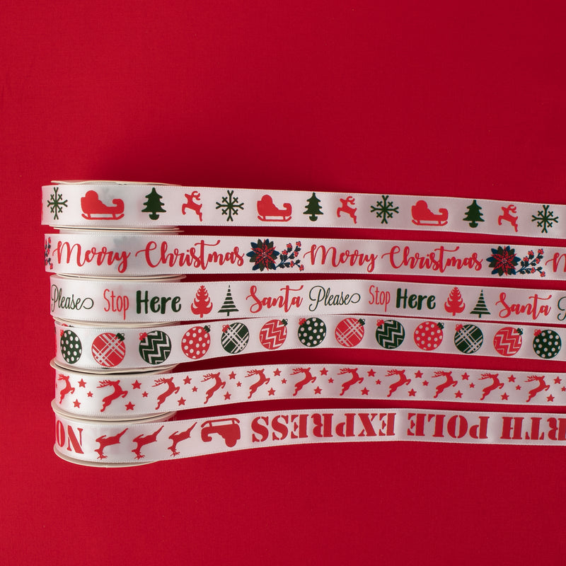Christmas Satin Ribbons Assortment - Santa (6pcs)