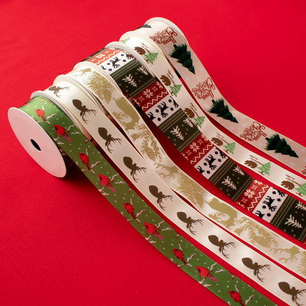 Christmas Satin Ribbons Assortment - Animals (6pcs)
