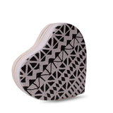 Boîte de rangement portable - coeur crème avec motifs noir et blanc