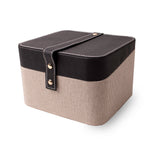 Boîte de rangement - carrées brun pâle av. cuire noire
