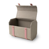 Storage Box - Octagon Light Brown with Pink Leather