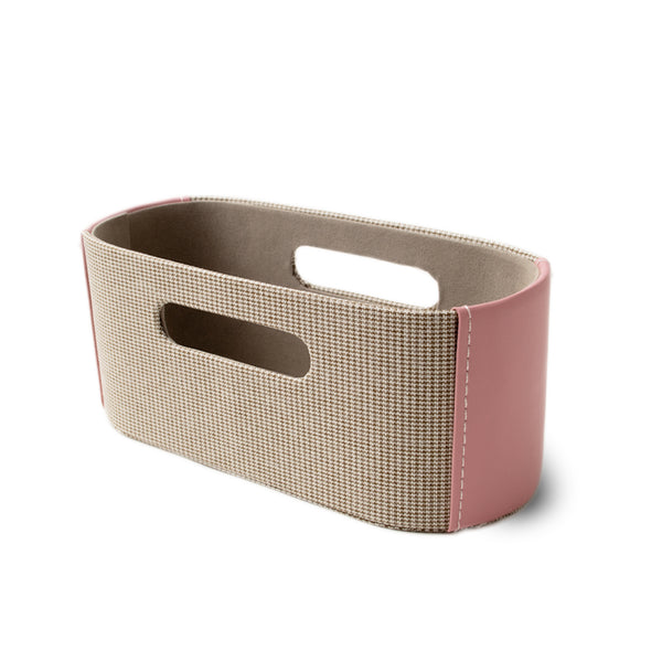 Organizer Caddy - Oval Light Brown with Pink Leather
