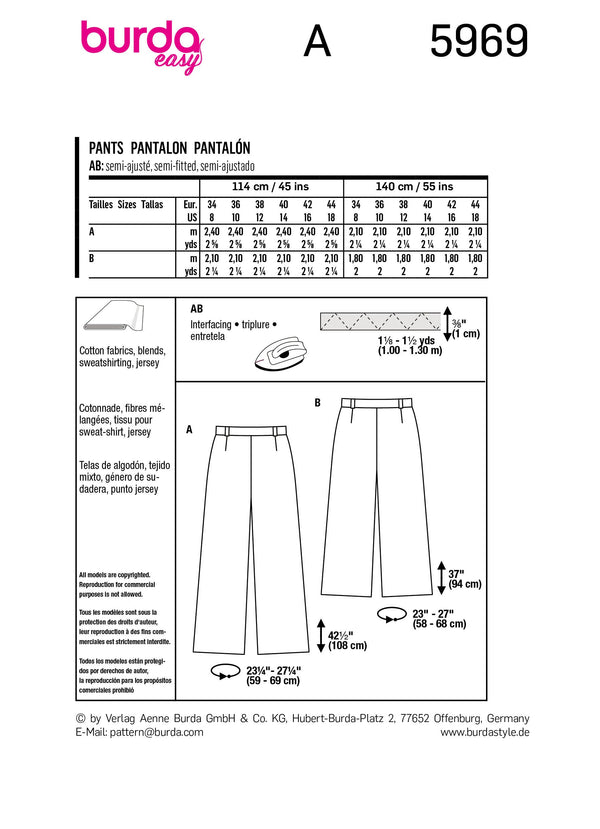 Burda - 5969  Trousers