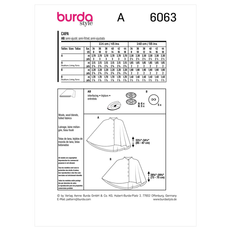 BURDA - 6063 Cape