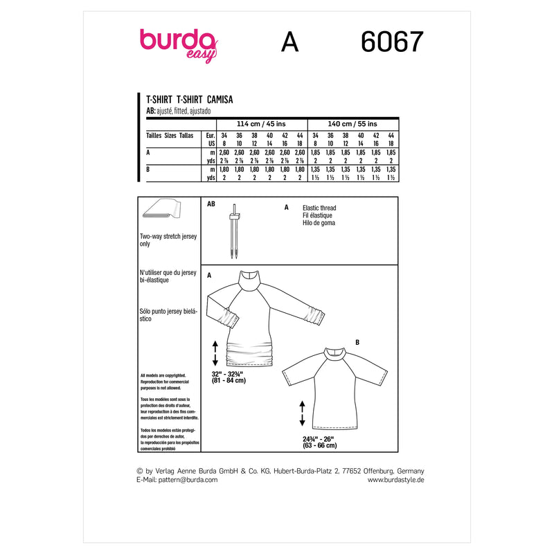 BURDA - 6067 Top with Raglan Sleeves