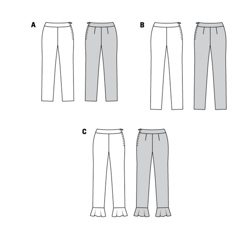 BURDA - 6072 Pantalons de forme étroite avec fermeture à glissière latérale