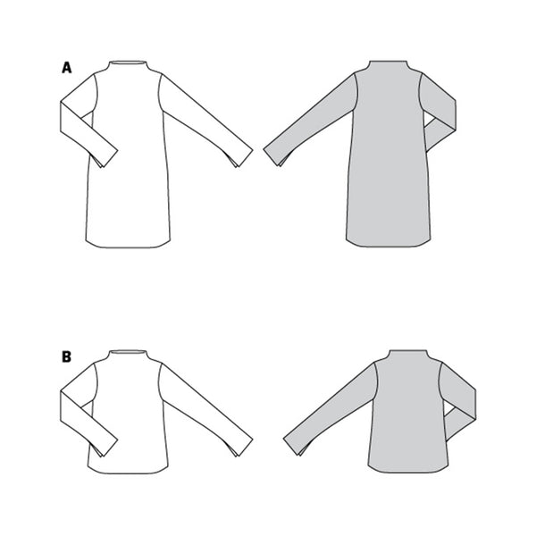 BURDA - 6080 Robe, tee-shirt avec col intégré au devant et au dos