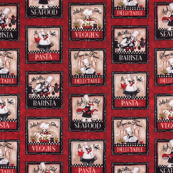 9 x 9 po échantillon de tissu - Tissu décor maison - La Cuccina - Barista - Rouge