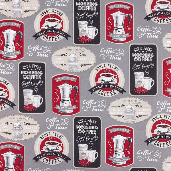 Home Decor Fabric - La Cuccina - Morning coffee - Grey