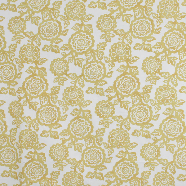 9 x 9 inch Home Decor Fabric Swatch - Nature garden - Mums - Saffron