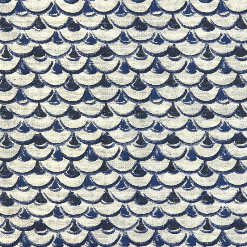 9 x 9 po échantillon de tissu - Tissu décor maison - Chic mondial - Écailles Ming - Bleu