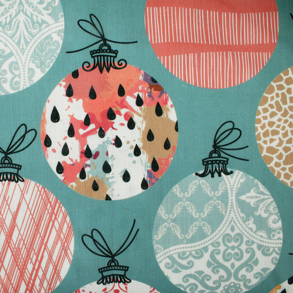 Home Decor Fabric - Vintage Christmas - Christmas Ball Aqua
