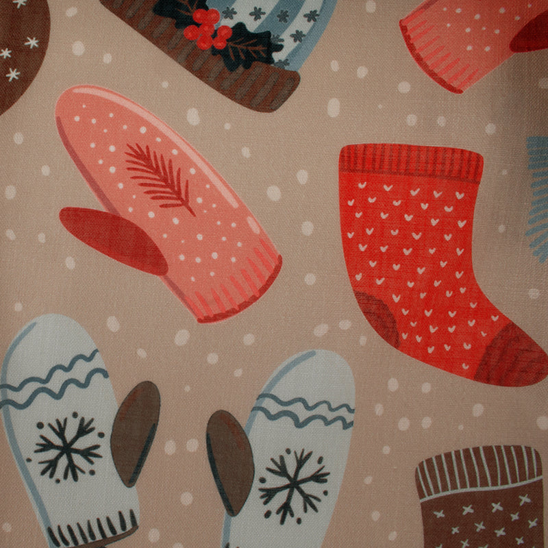 Home Decor Fabric - Vintage Christmas - Tuques Taupe