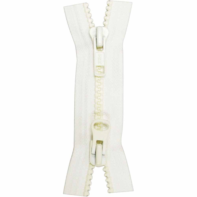 COSTUMAKERS Fermeture à glissière pour les vêtements de sport double curseur séparable 55cm (22 po) - blanc - 1765