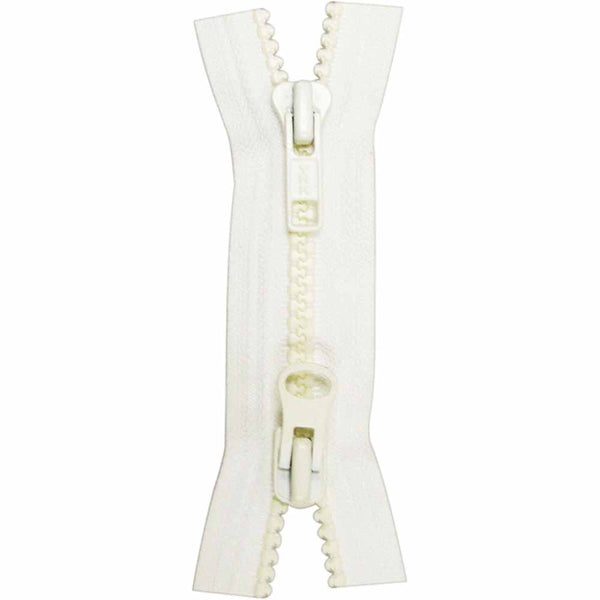 COSTUMAKERS Fermeture à glissière pour les vêtements de sport double curseur séparable 75cm (30 po) - blanc - 1765